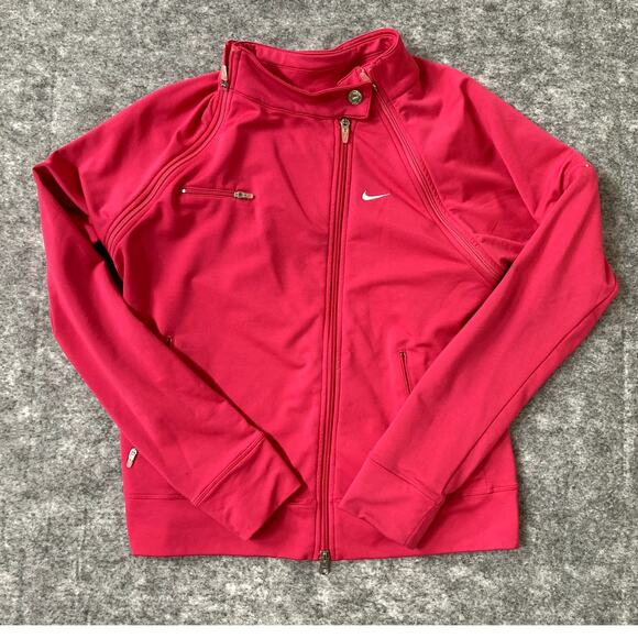 Nike womens running jacket Dri-Fit vents Large (12-14) removable sleeves track - Picture 1 of 14